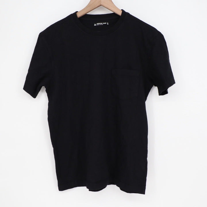 American Giant Black Cotton Pocket T Shirt Men Size S Made in USA