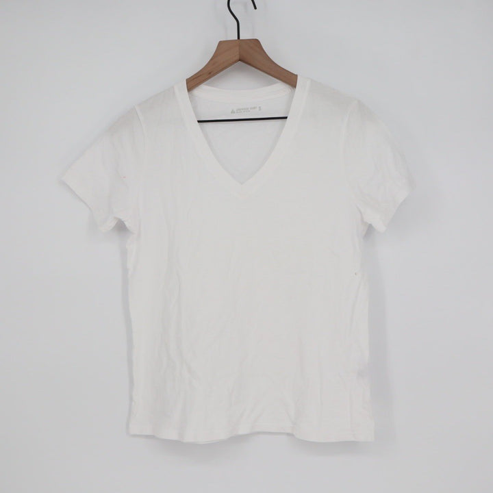 AMERICAN GIANT Classic V Neck T Shirt White Made in USA Size S