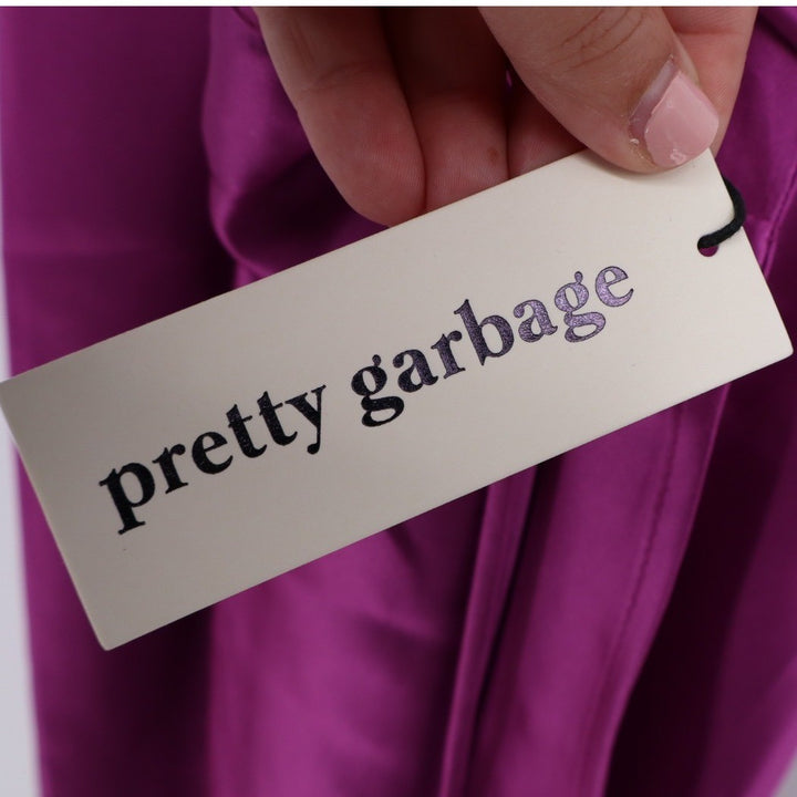 Pretty Garbage Purple Satin Side Slit Cowl Neck Cami Top Size L