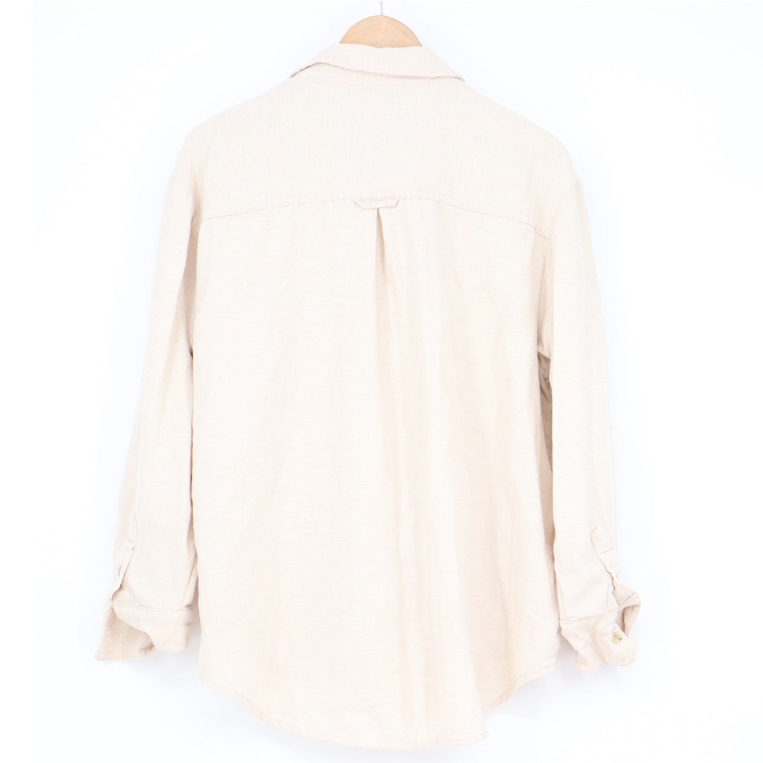 Old Navy The Boyfriend Shirt Beige Cream Button Down Long Sleeve Large
