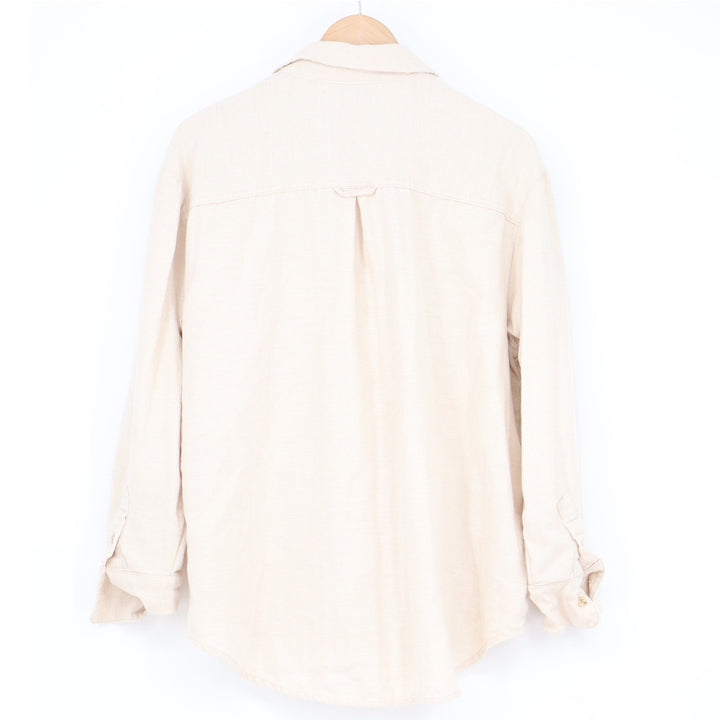 Old Navy The Boyfriend Shirt Beige Cream Button Down Long Sleeve Large