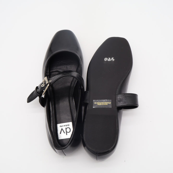 Dolce Vita Marcello Ballet Flat Womens US 8.5 Black Leather Buckle Strap Shoes
