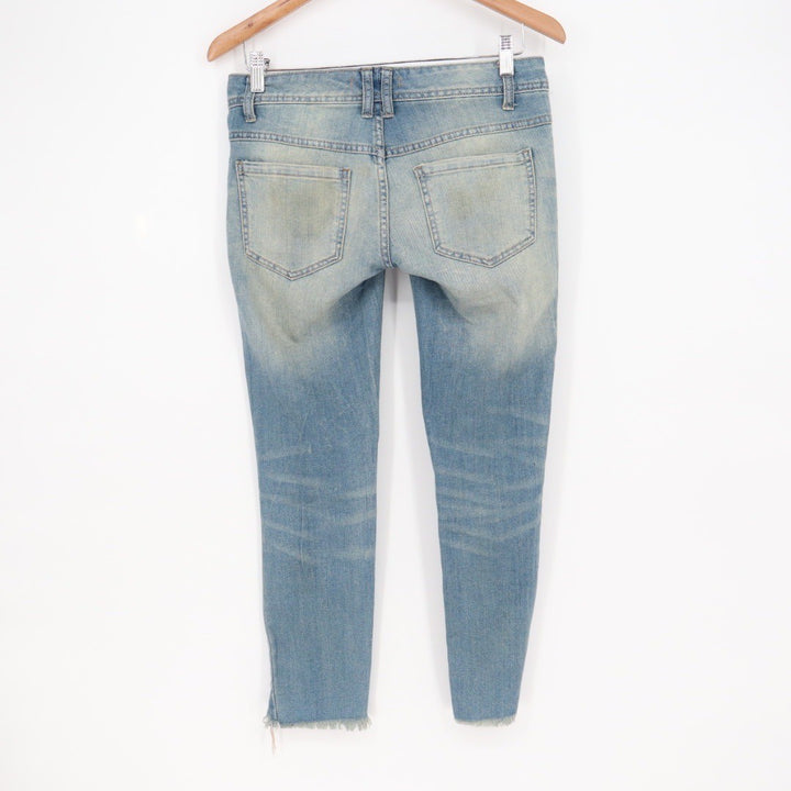 Free People Distressed Light Wash Denim Jeans W25 Ripped Raw Hem