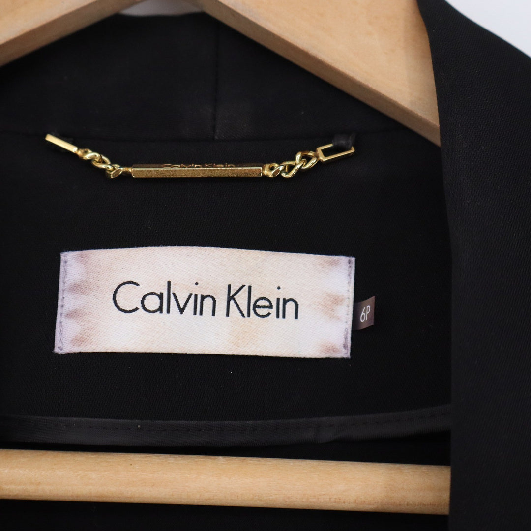 Calvin Klein Womens Black Open Front Shawl Collar Blazer Jacket 6P