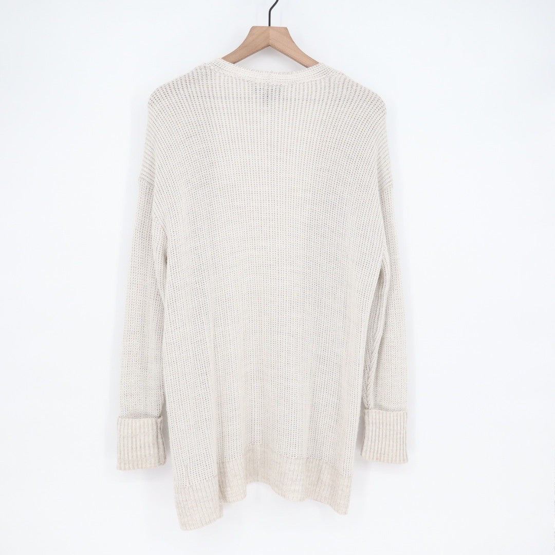 Express Open Front Cardigan Sweater Beige Knit Long Sleeve Womens Size S