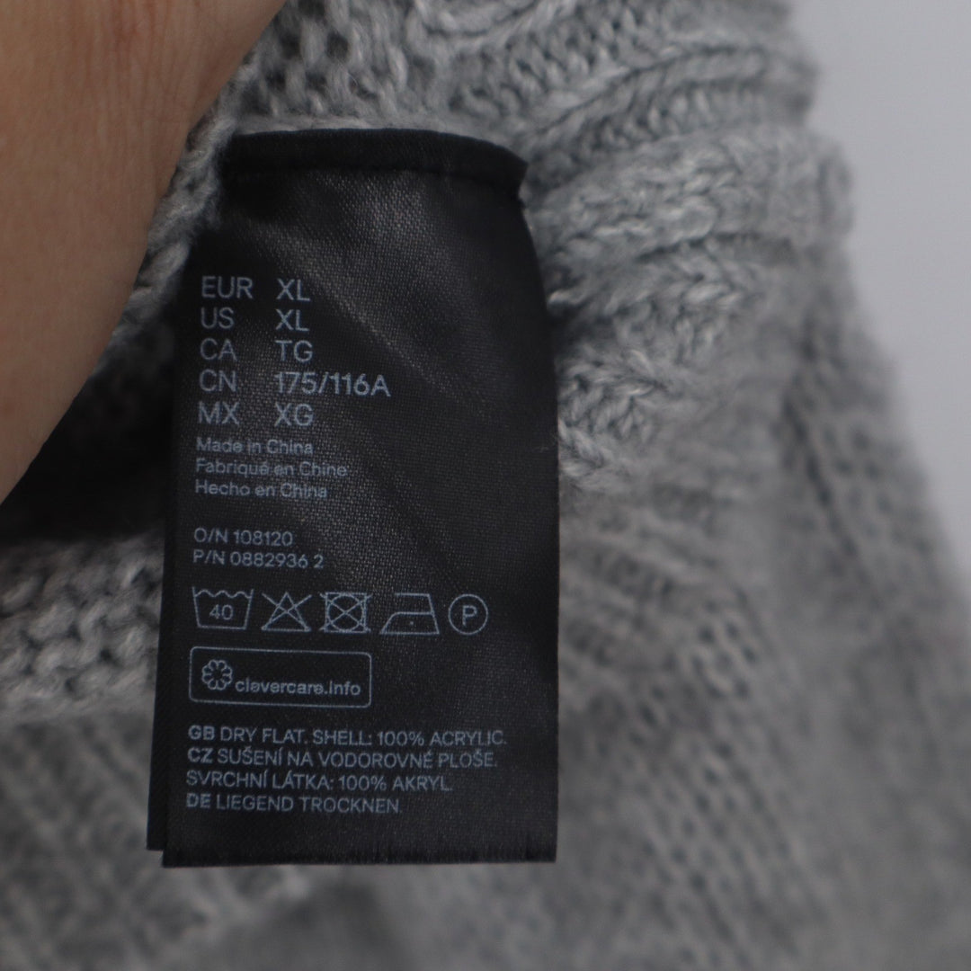 H&M Divided Grey Mock Neck Chunky Knit Cropped Sweater XL