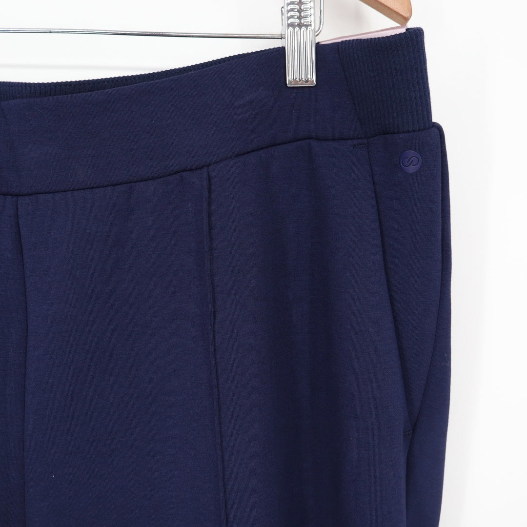 Calia Navy Blue Soft Scuba Pintuck Tapered Pants XL High Rise Elastic Waist