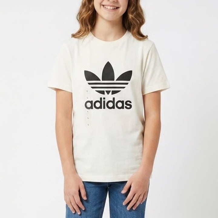 Adidas Originals Kids Trefoil Tee White Black Logo T-Shirt Size L 13-14Y