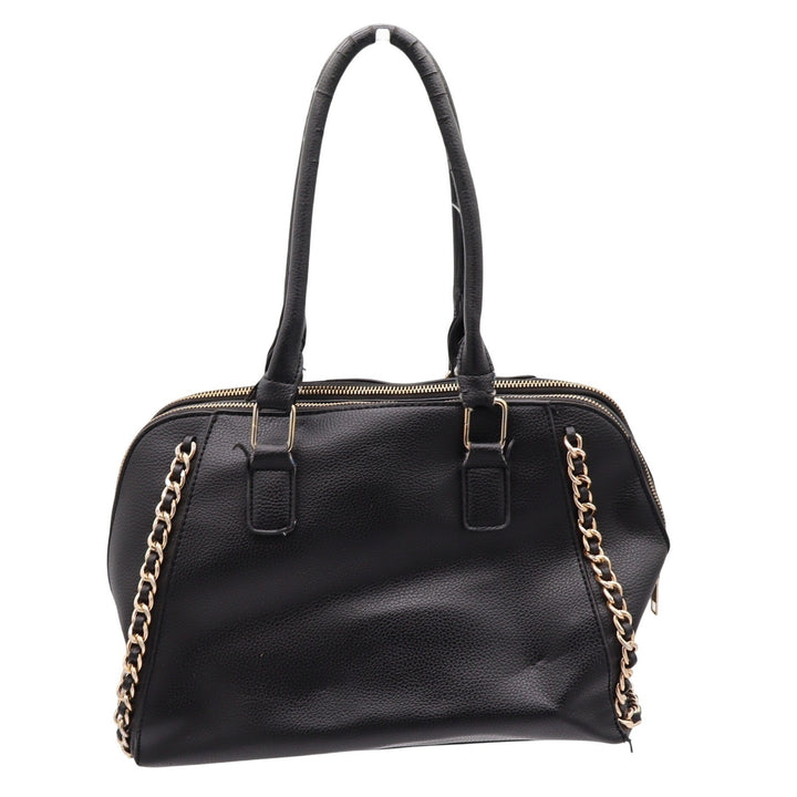 Marc New York Satchel Womens Large Black Pebbled Chain Accent Gold Hardware Fair