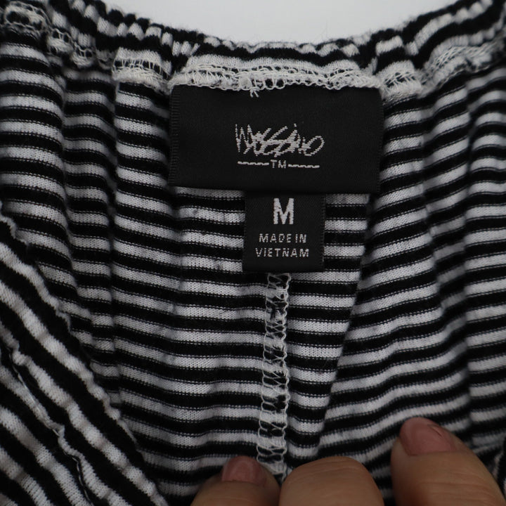 Mossimo Womens Striped Off the Shoulder Ruffle Top Black White Size M