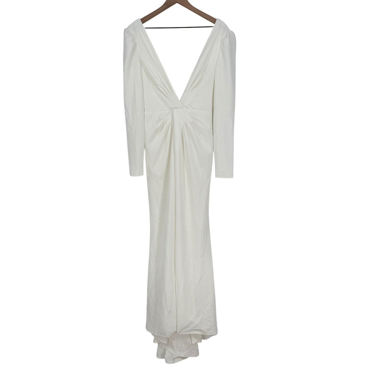 Lulus Stunning Romance White Long Sleeve Mermaid Maxi Dress Size S