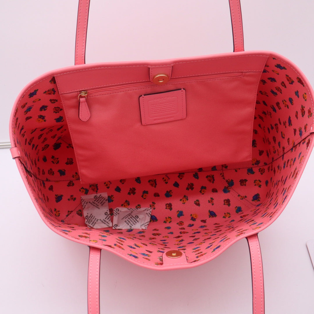Coach City Tote Signature Canvas Pink Floral Interior Shoulder Bag