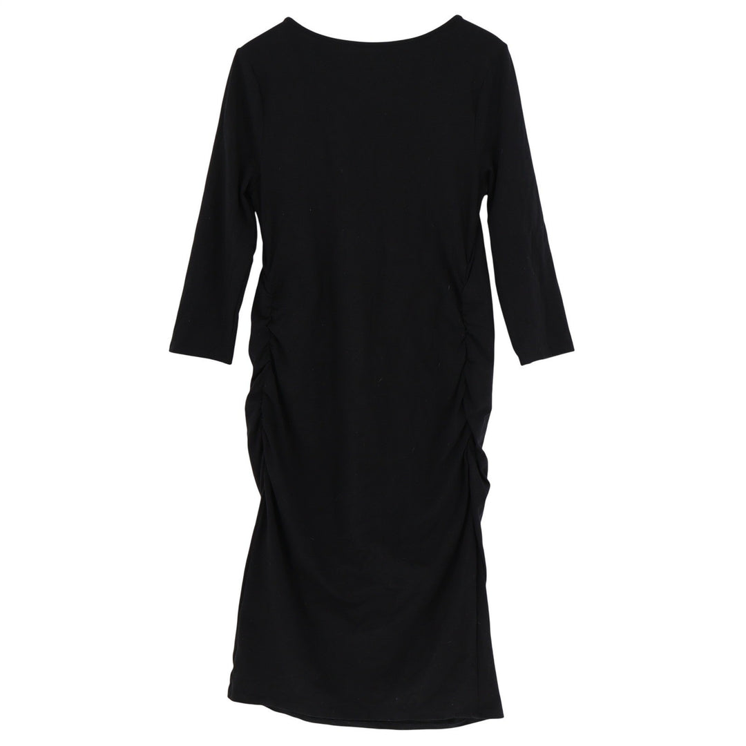 Isabel Maternity by Ingrid & Isabel Black Ruched Midi Dress XL Long Sleeve Solid