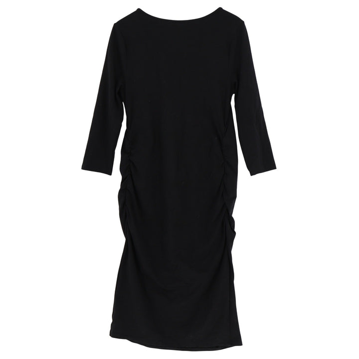 Isabel Maternity by Ingrid & Isabel Black Ruched Midi Dress XL Long Sleeve Solid