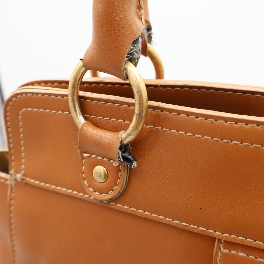 Emilie M Satchel Handbag Womens Large Tan Faux Leather Multi Pocket Fair