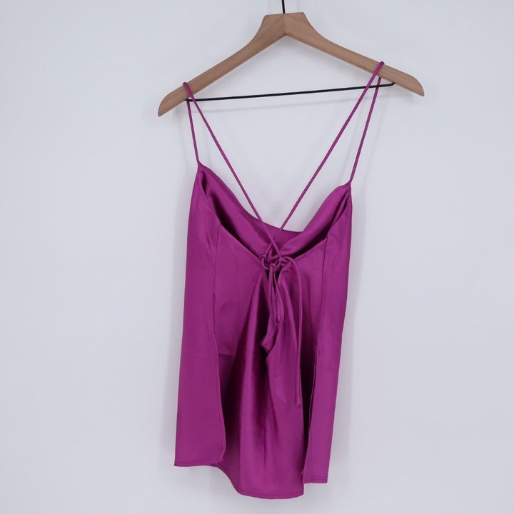 Pretty Garbage Purple Satin Side Slit Cowl Neck Cami Top Size L