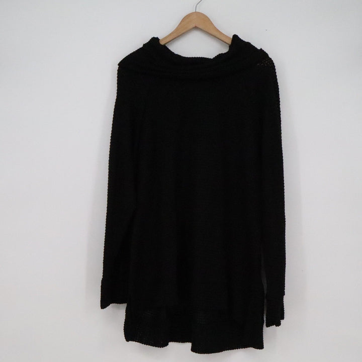 Suzanne Betro Simple Black Cowl Neck Tunic Sweater Plus Size 3X