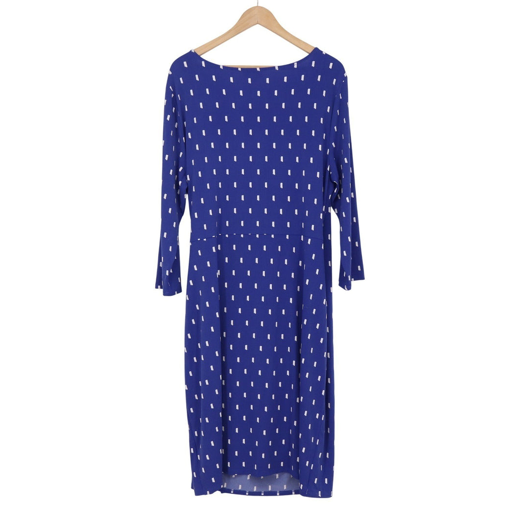 Jaclyn Smith Collection Blue White Dash Print Ruched Sheath Dress XL