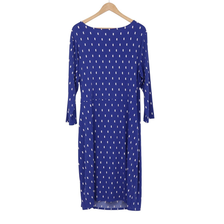Jaclyn Smith Collection Blue White Dash Print Ruched Sheath Dress XL