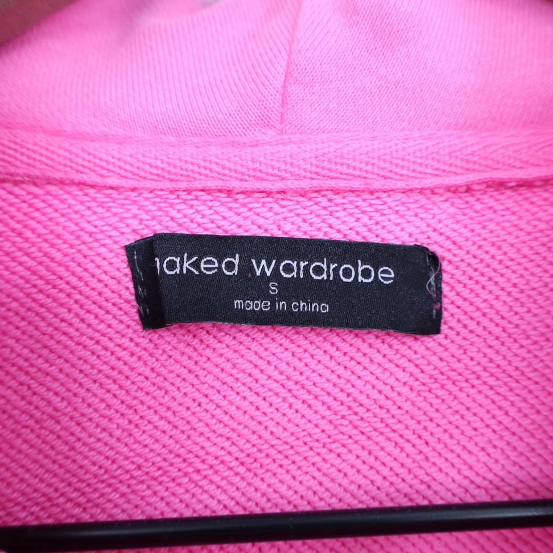 Naked Wardrobe Pink Cropped Hoodie Elastic Hem Womens Small