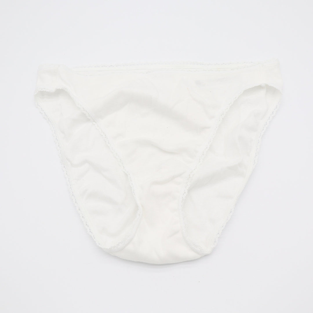 Charter Club Intimates White 100% Cotton Lace Trim High Cut Bikini Panties Large