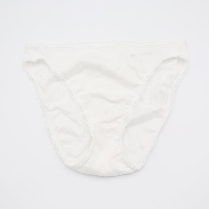 Charter Club Intimates White 100% Cotton Lace Trim High Cut Bikini Panties Large