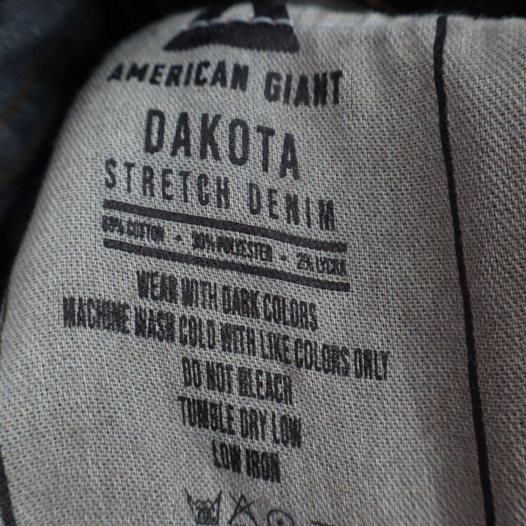American Giant Dakota Straight Jeans Mens 30x30 Blue Dark Wash Denim Stretch