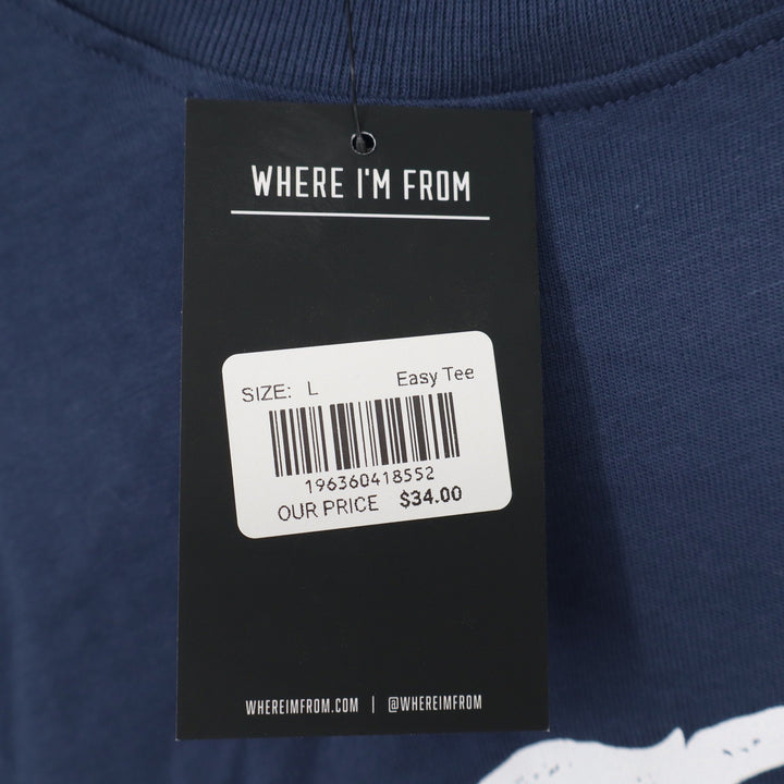 Where I'm From Boston USA Easy Tee Navy Blue Graphic T-Shirt Mens Large NEW