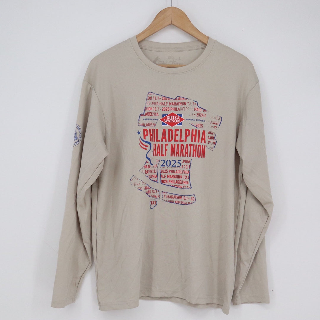 Leslie Jordan Philadelphia Half Marathon 2025 Long Sleeve Shirt Tan Mens Large