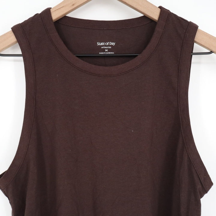 State of Day Intimates Sleepwear Top Womens Medium Brown Sleeveless Crew Neck