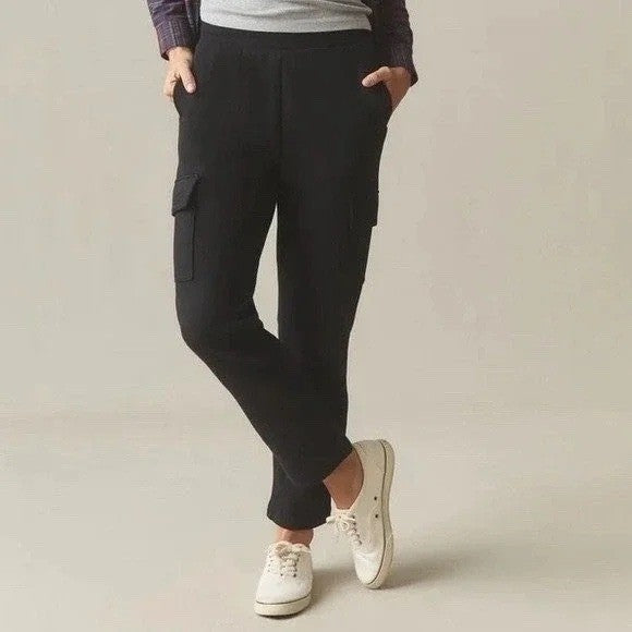 American Giant Sweatpant Womens XL Black Cotton Cargo Pockets Straight High Rise