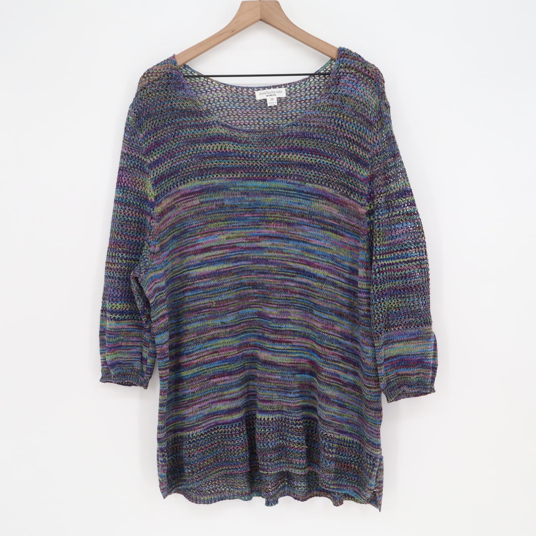 John Paul Richard Sweater Womens 2X Multi Space Dye Open Knit Exc