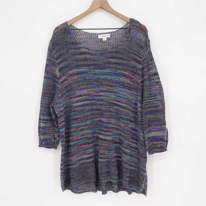 John Paul Richard Sweater Womens 2X Multi Space Dye Open Knit Exc