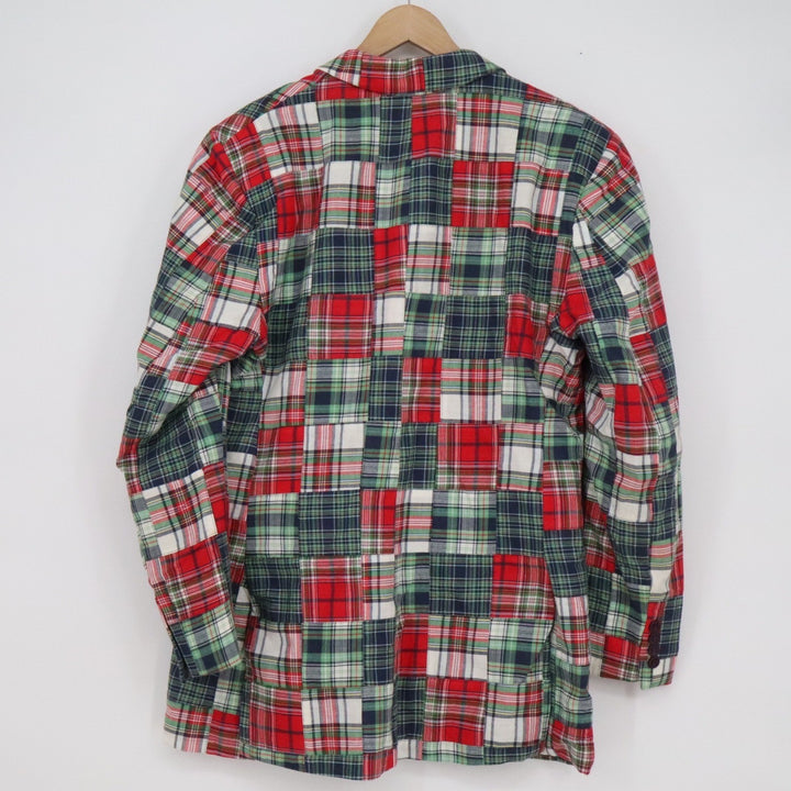 Linea Uomo Mens 42L Patchwork Plaid Blazer Cotton Madras Sports Coat Multi