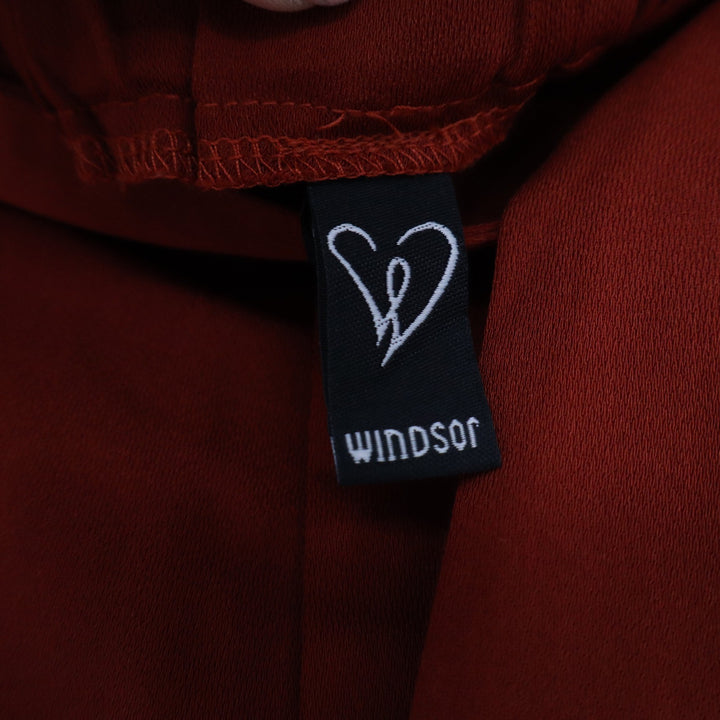 Windsor Rust Red Paperbag Waist Tapered Leg Belted Trousers Size M