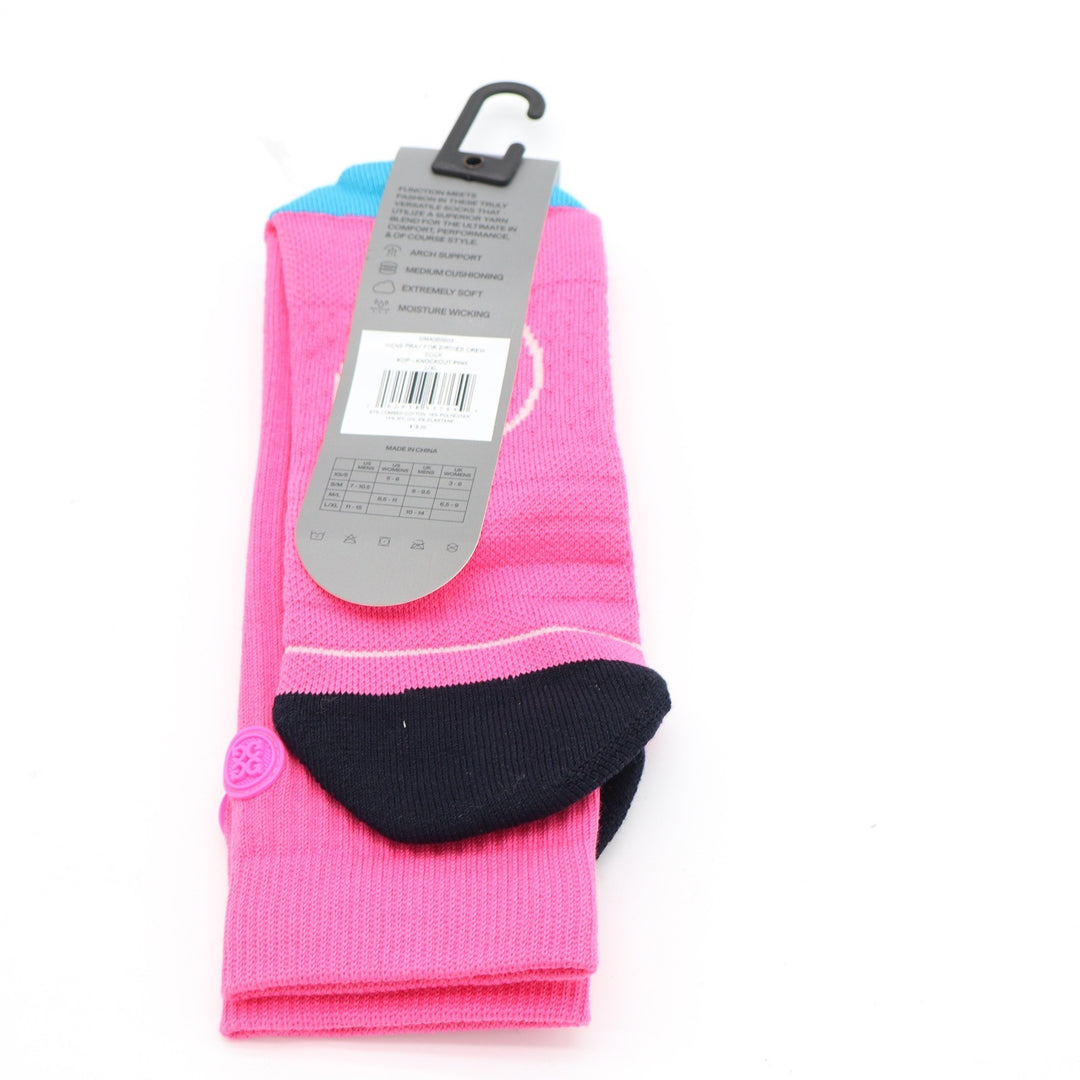 G/FORE Pray For Birdies Crew Socks Knockout Pink Navy Blue Mens L/XL