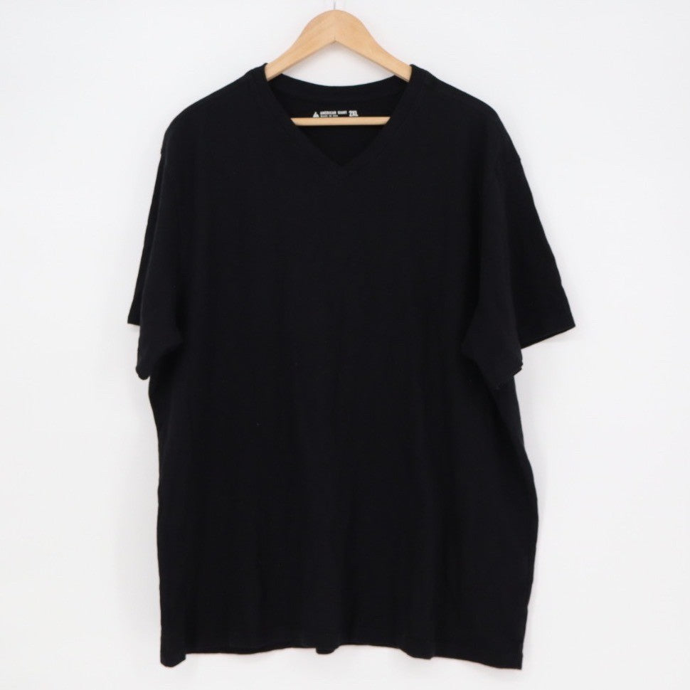 American Giant Mens Black V Neck T Shirt Size 2XL Made in USA Cotton