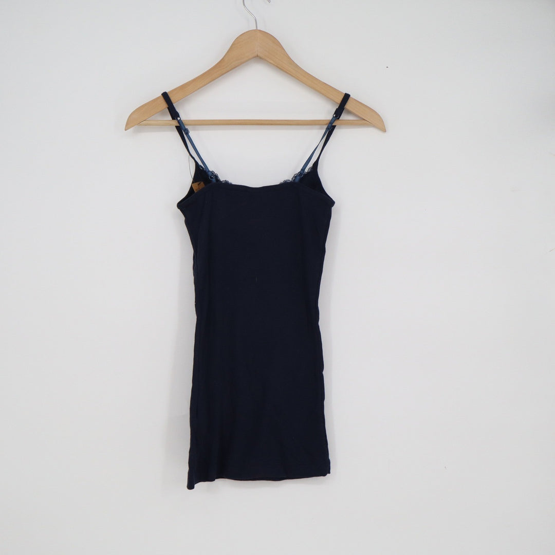 WHO.A.U Navy Blue Lace Trim Cami Top XS WHRN22111C NWT Adjustable Straps