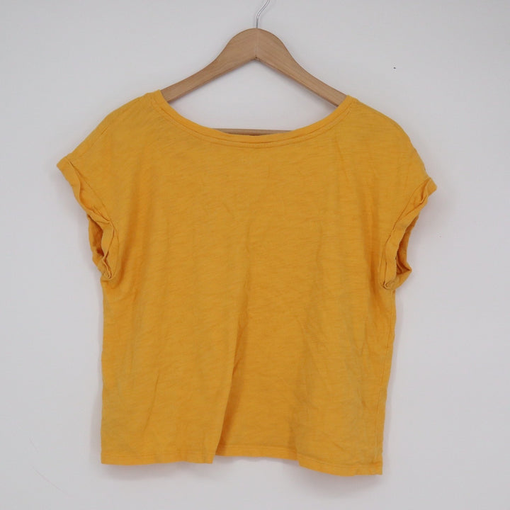 Gap Easy Tee Womens Small Yellow Cotton Slub Scoop Neck Short Sleeve T-Shirt