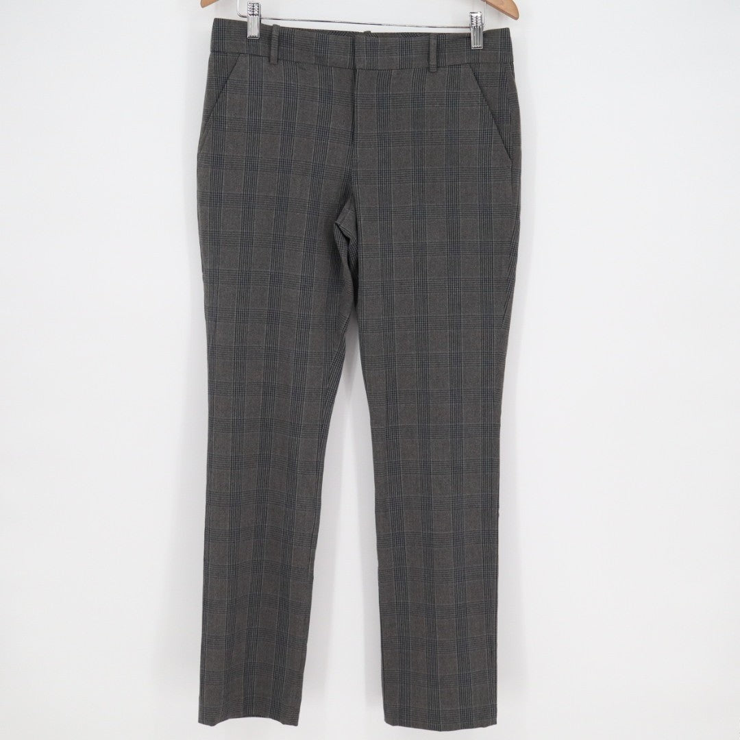 Calvin Klein Dress Pants Womens 8 Gray Blue Checked Slash Pocket Straight Leg