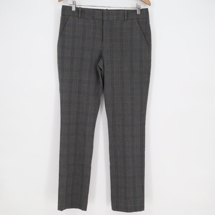 Calvin Klein Dress Pants Womens 8 Gray Blue Checked Slash Pocket Straight Leg