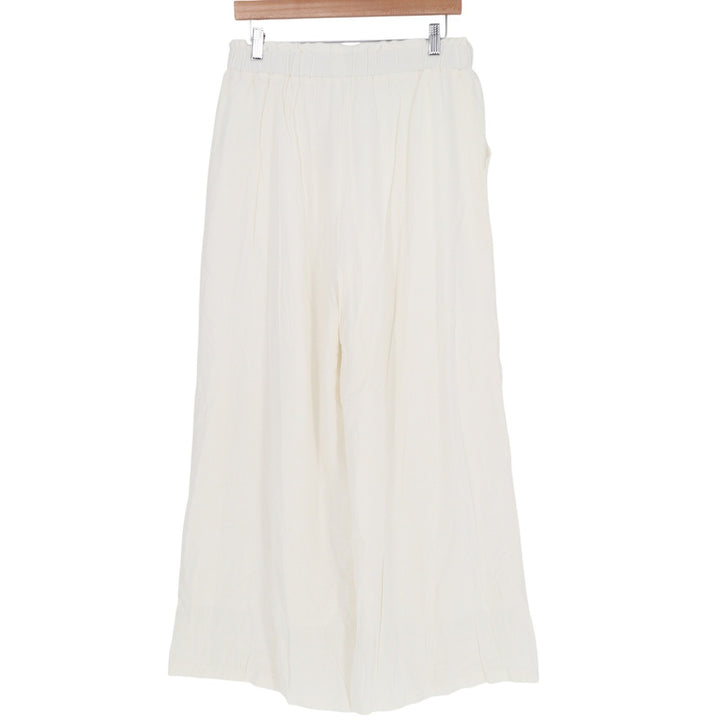 Unbranded Cream Linen Blend Wide Leg Elastic Waist Flowy Pants Large