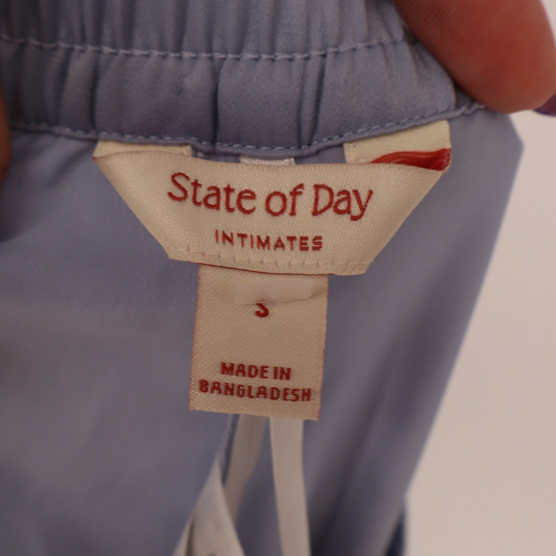 State of Day Intimates Pajama Pants Womens Small Blue Elastic Waist Wide Leg