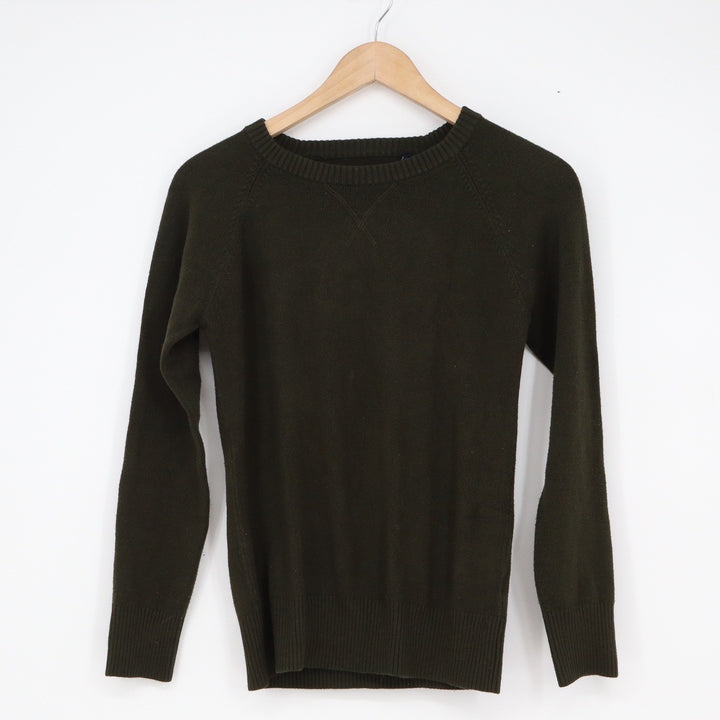 French Connection Mens M Olive Green Raglan Crewneck Knit Sweater