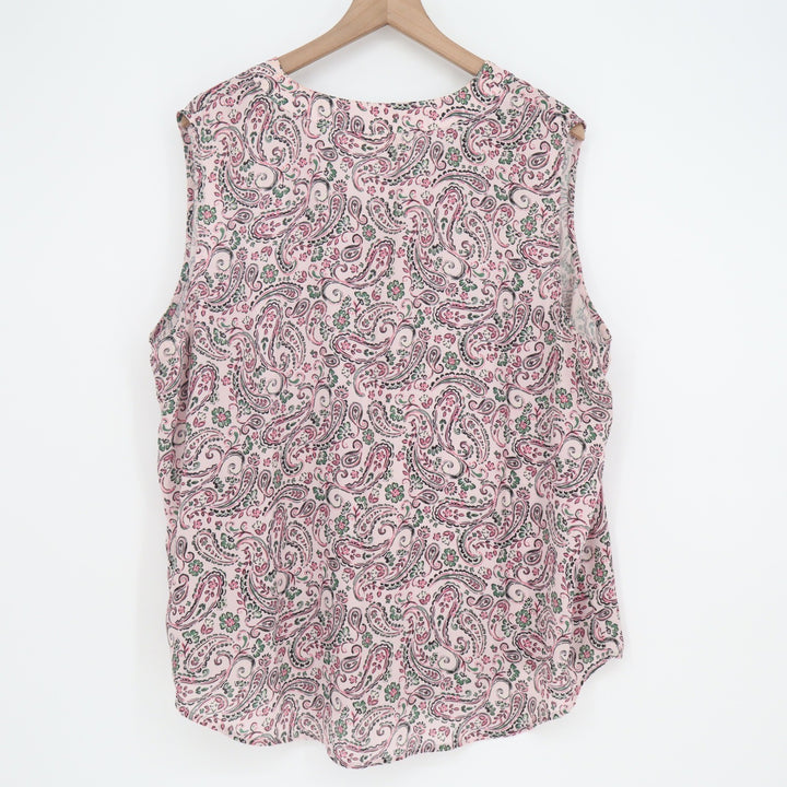 Emaline Blouse Woman 2X Sleeveless Paisley Pink V-Neck Relaxed Excellent
