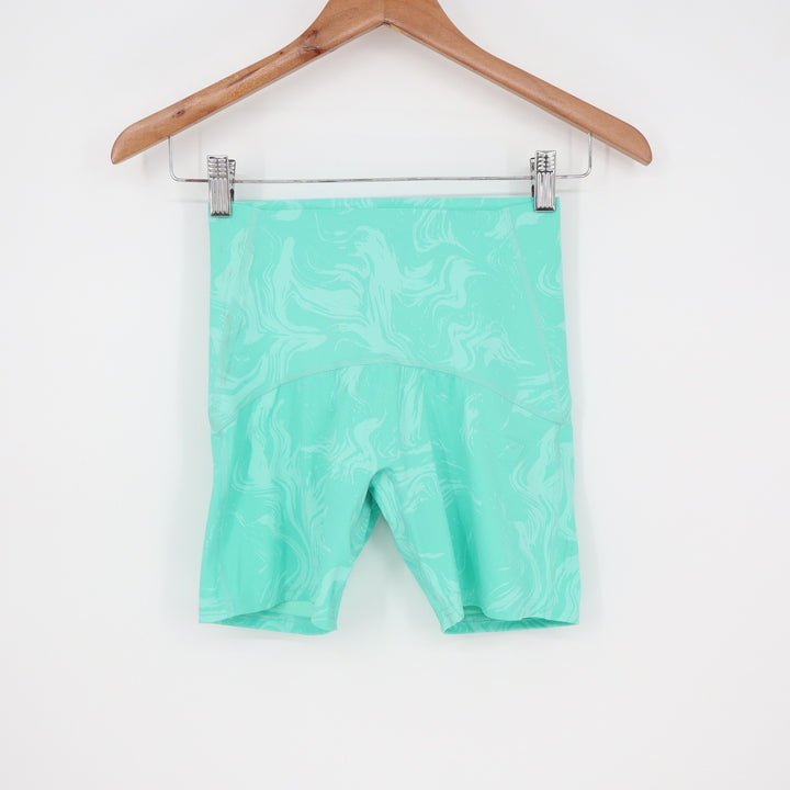 Gymshark Teal Marble Print Scrunch Butt High Waisted Athletic Shorts Small