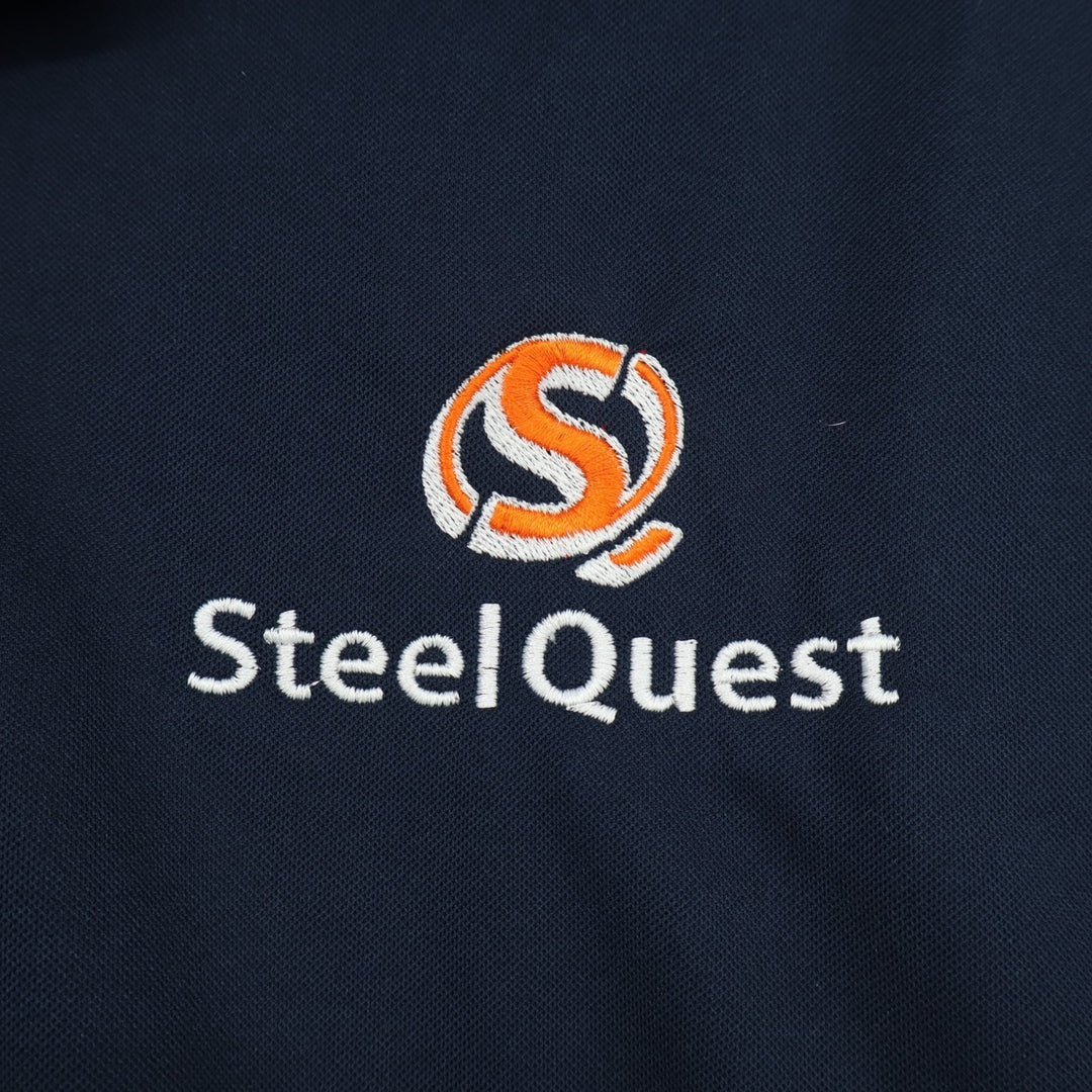 Nike Golf Dri Fit Polo Shirt Mens Navy Steel Quest Embroidered Short Sleeve