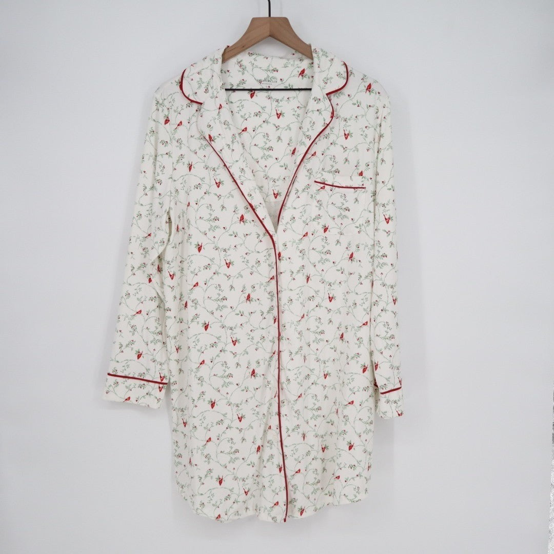 Charter Club Intimates Sleepshirt Womens Large White Floral Stretch Notch Collar