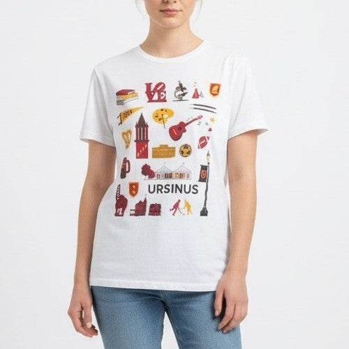 Anvil Ursinus College T Shirt Graphic Print White Short Sleeve Size SP
