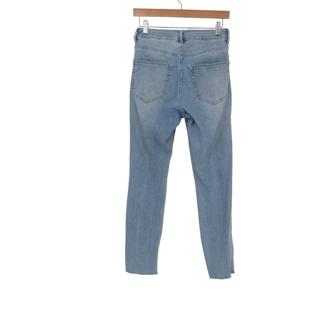 HM &Denim Womens Curvy Jeggings Ultra High Waist Ankle Blue Distressed Size 4